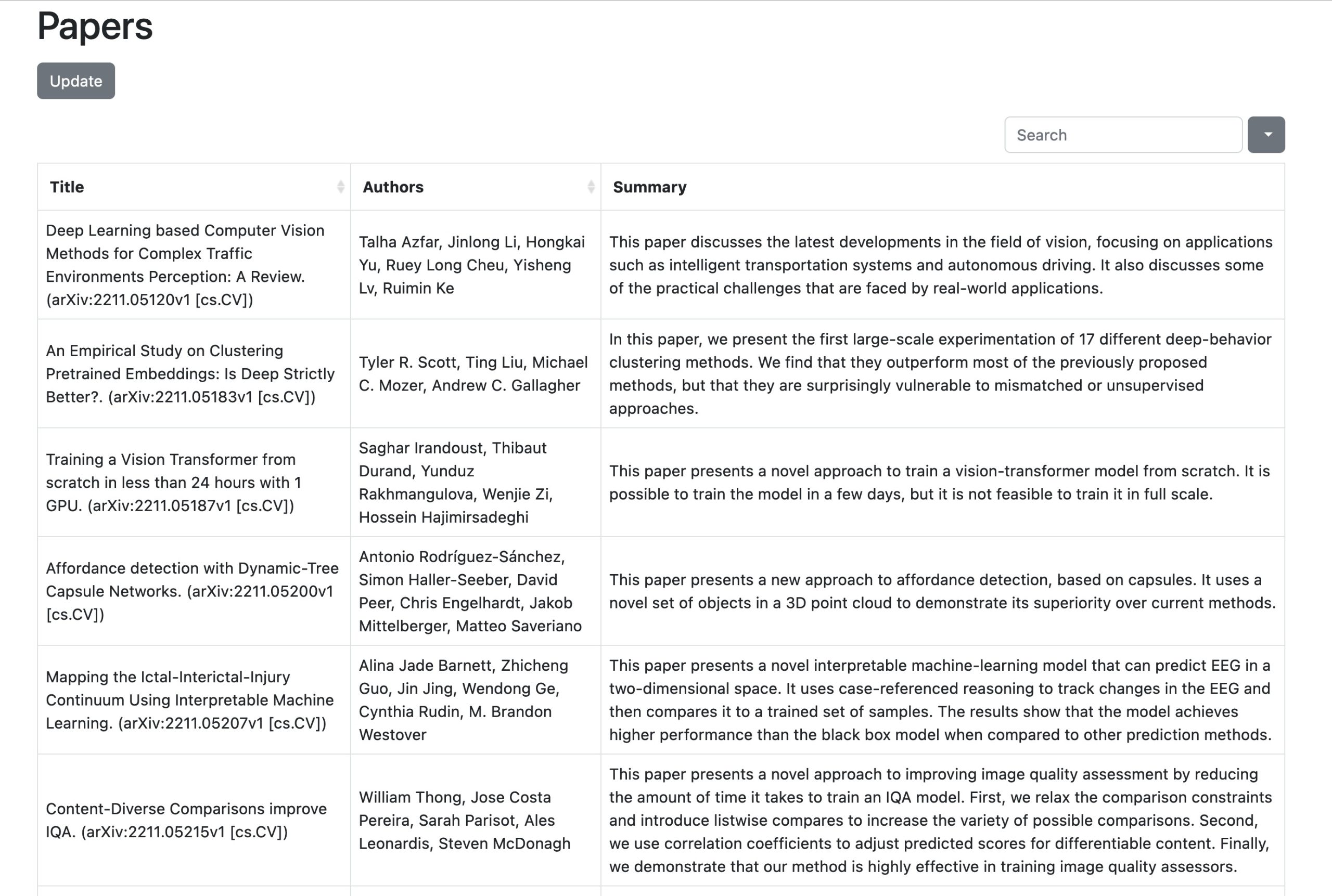 The web app for summarizing arXiv papers
